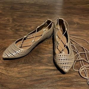 Nude Flats with Ankle Strings